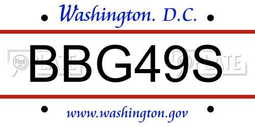 BBG49S District Of Columbia License Plate