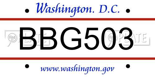BBG503 District Of Columbia License Plate