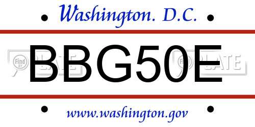 BBG50E District Of Columbia License Plate
