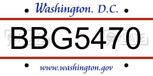 BBG5470 District Of Columbia License Plate