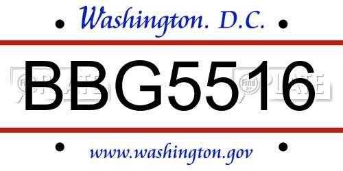 BBG5516 District Of Columbia License Plate