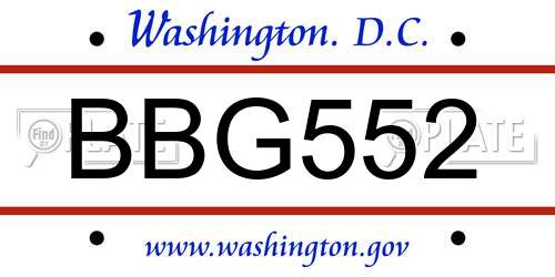 BBG552 District Of Columbia License Plate