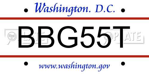 BBG55T District Of Columbia License Plate