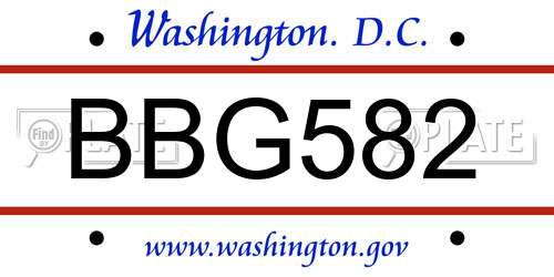 BBG582 District Of Columbia License Plate