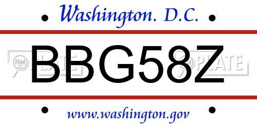 BBG58Z District Of Columbia License Plate