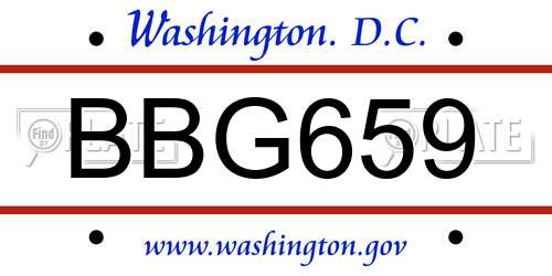 BBG659 District Of Columbia License Plate