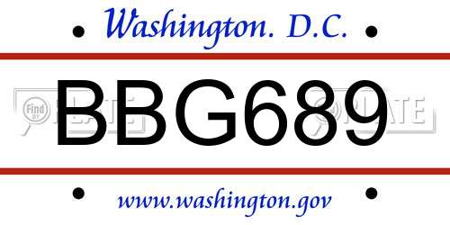 BBG689 District Of Columbia License Plate