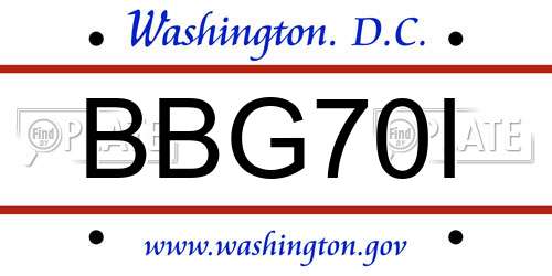 BBG70I District Of Columbia License Plate