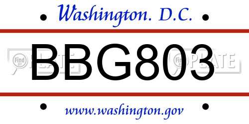 BBG803 District Of Columbia License Plate