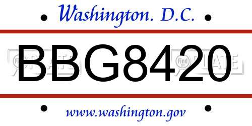 BBG8420 District Of Columbia License Plate