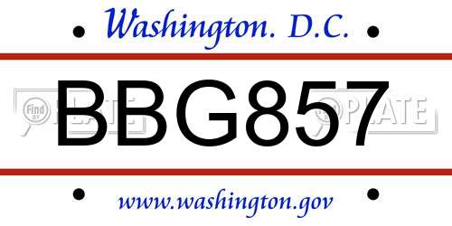 BBG857 District Of Columbia License Plate
