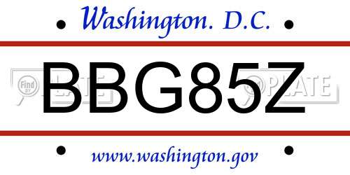 BBG85Z District Of Columbia License Plate