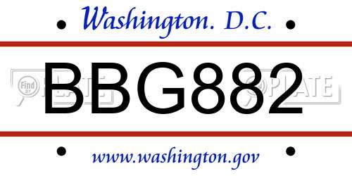 BBG882 District Of Columbia License Plate
