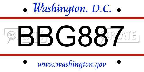 BBG887 District Of Columbia License Plate