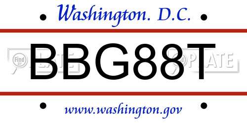 BBG88T District Of Columbia License Plate