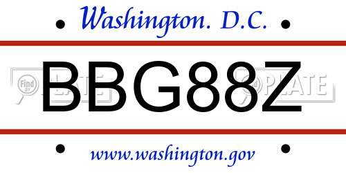 BBG88Z District Of Columbia License Plate