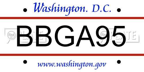 BBGA95 District Of Columbia License Plate