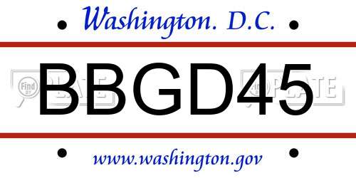 BBGD45 District Of Columbia License Plate