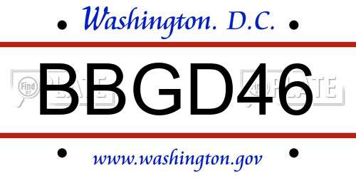 BBGD46 District Of Columbia License Plate