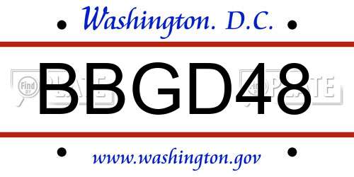 BBGD48 District Of Columbia License Plate