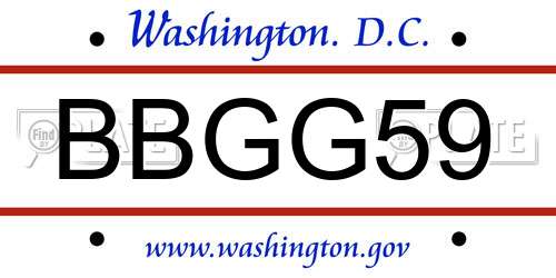 BBGG59 District Of Columbia License Plate