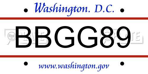 BBGG89 District Of Columbia License Plate