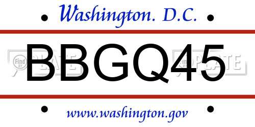 BBGQ45 District Of Columbia License Plate