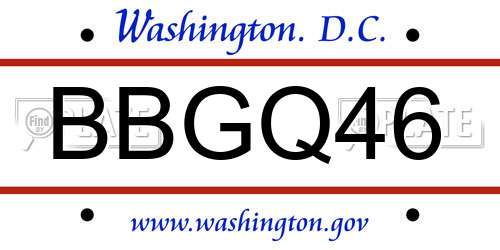 BBGQ46 District Of Columbia License Plate