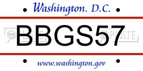 BBGS57 District Of Columbia License Plate