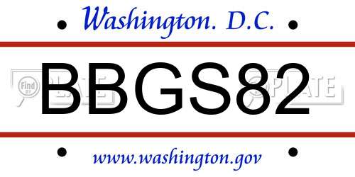 BBGS82 District Of Columbia License Plate