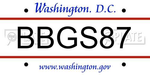 BBGS87 District Of Columbia License Plate