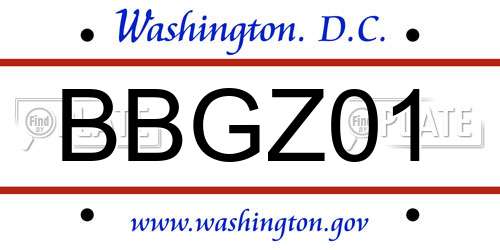 BBGZ01 District Of Columbia License Plate