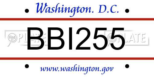 BBI255 District Of Columbia License Plate