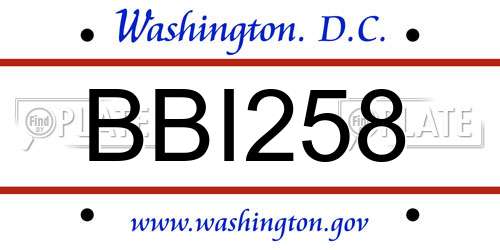 BBI258 District Of Columbia License Plate
