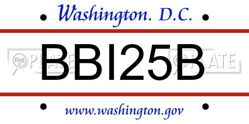 BBI25B District Of Columbia License Plate