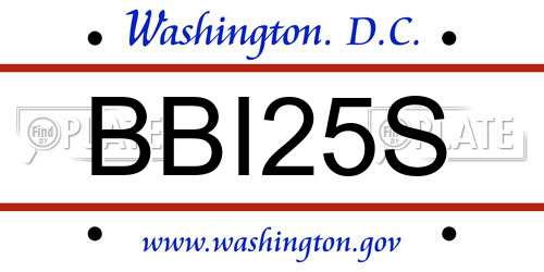 BBI25S District Of Columbia License Plate