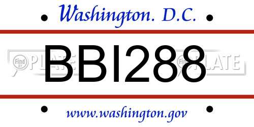 BBI288 District Of Columbia License Plate
