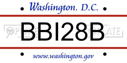 BBI28B District Of Columbia License Plate