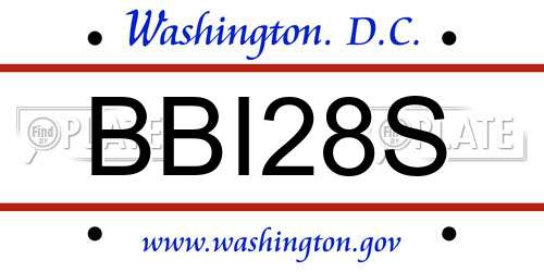 BBI28S District Of Columbia License Plate