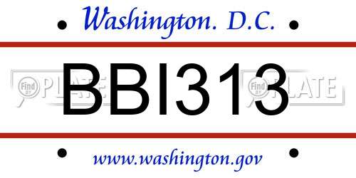 BBI313 District Of Columbia License Plate
