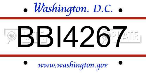BBI4267 District Of Columbia License Plate