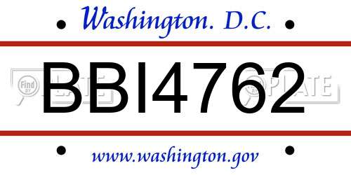 BBI4762 District Of Columbia License Plate