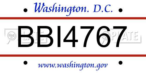 BBI4767 District Of Columbia License Plate