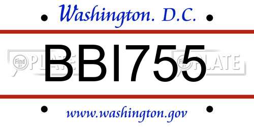 BBI755 District Of Columbia License Plate