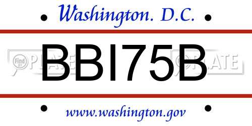 BBI75B District Of Columbia License Plate