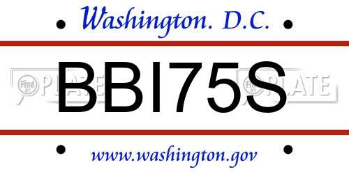 BBI75S District Of Columbia License Plate