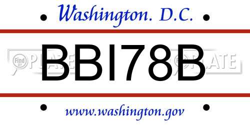 BBI78B District Of Columbia License Plate