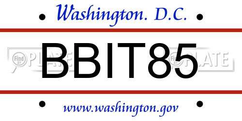 BBIT85 District Of Columbia License Plate