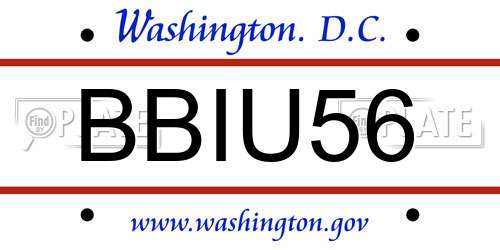BBIU56 District Of Columbia License Plate