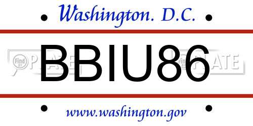 BBIU86 District Of Columbia License Plate